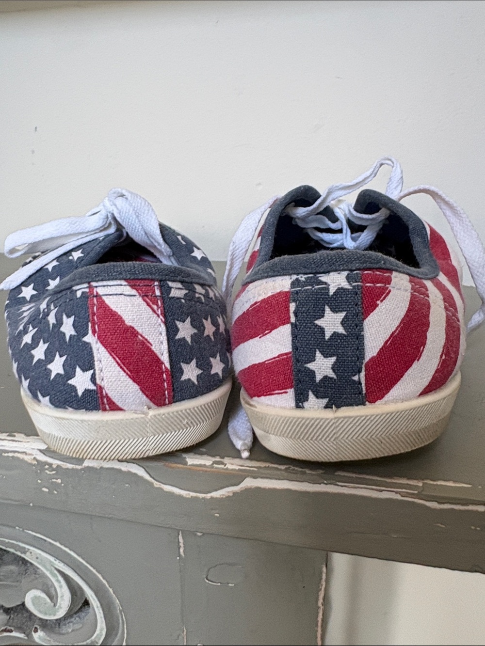 Women’s Casual Star & Stripe Canvas Sneakers - Navy, Red, White - Picture 3 of 5